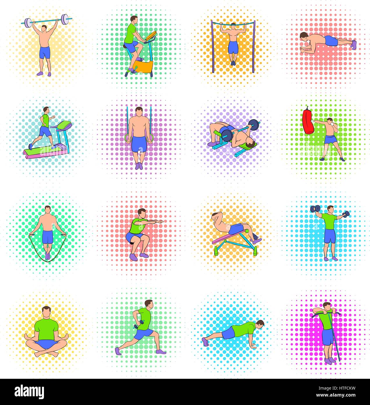Gym icons set, pop-art style Stock Vector Image & Art - Alamy