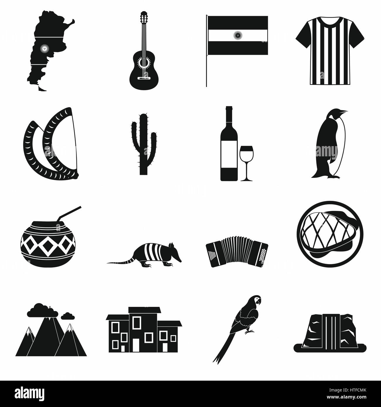 Argentina set icons Stock Vector