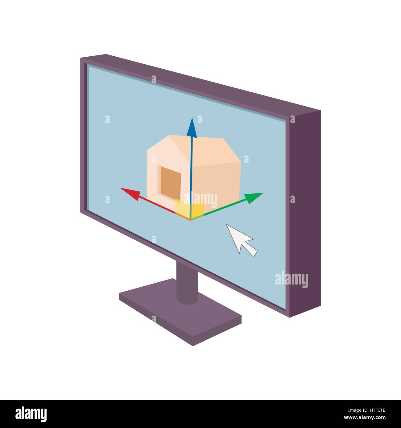 Computer monitor with architecture program icon Stock Vector Image ...