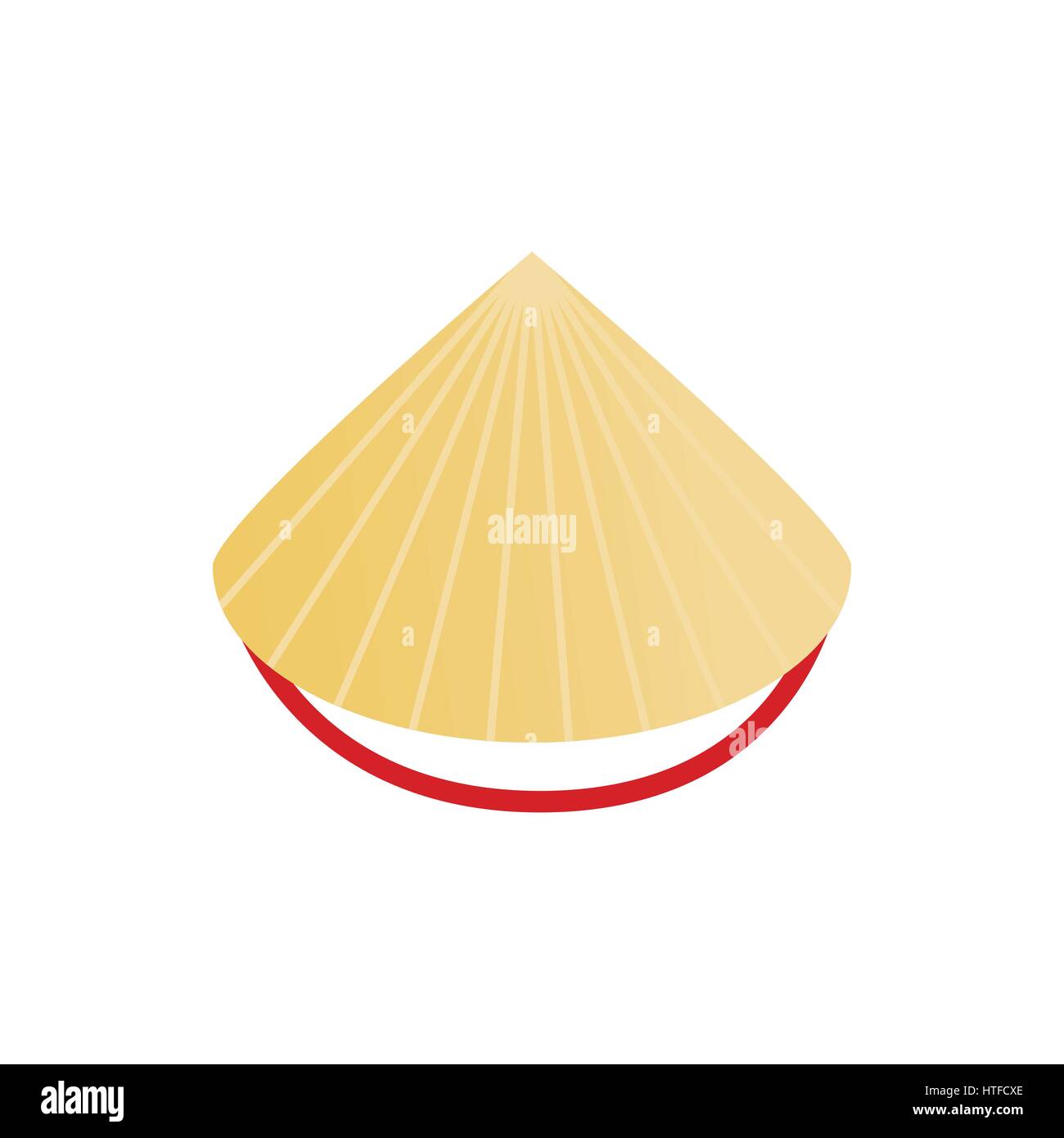 Conical straw hat icon, isometric 3d style Stock Vector