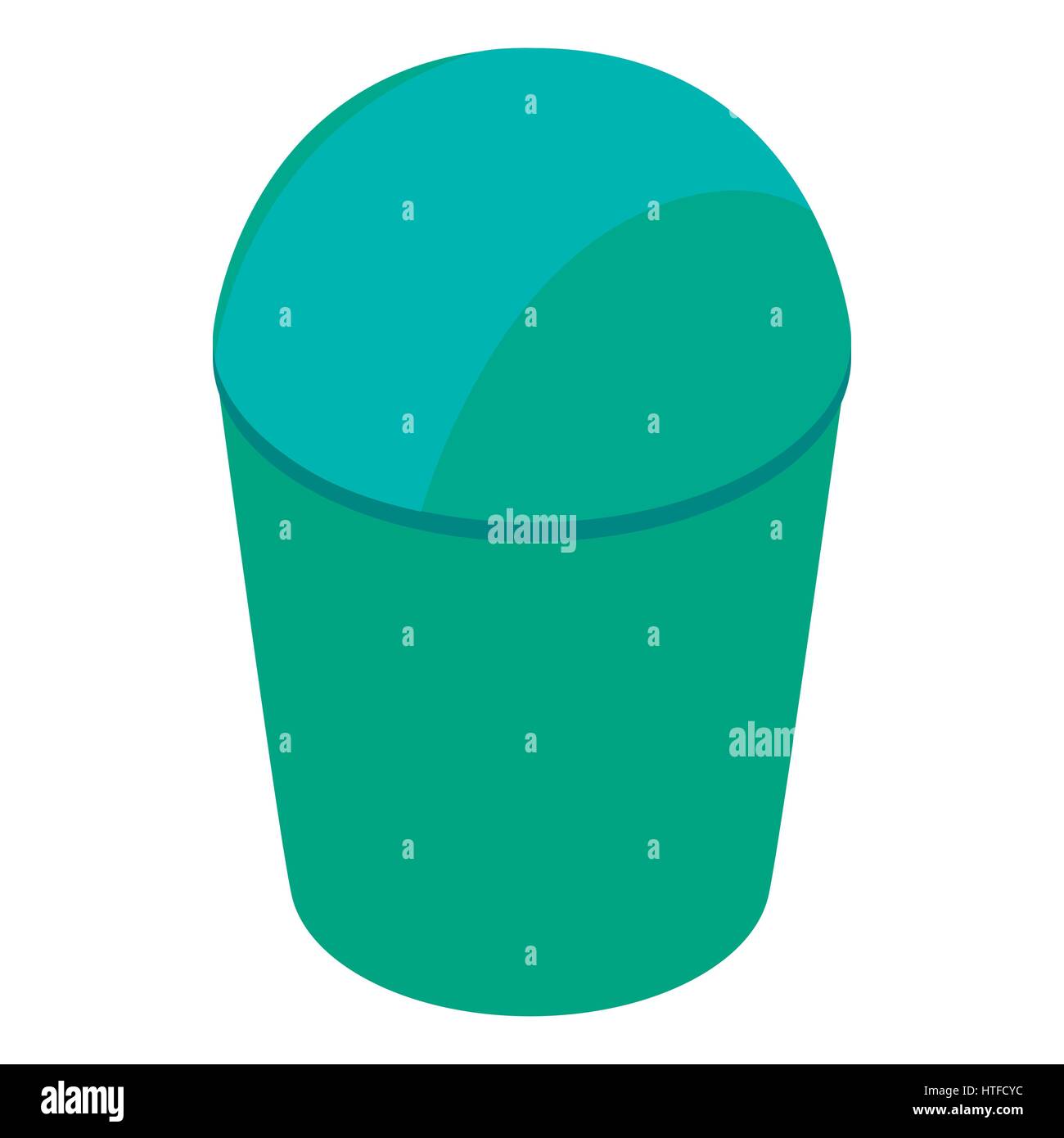 Green trash can with lid icon, isometric 3d style Stock Vector Image