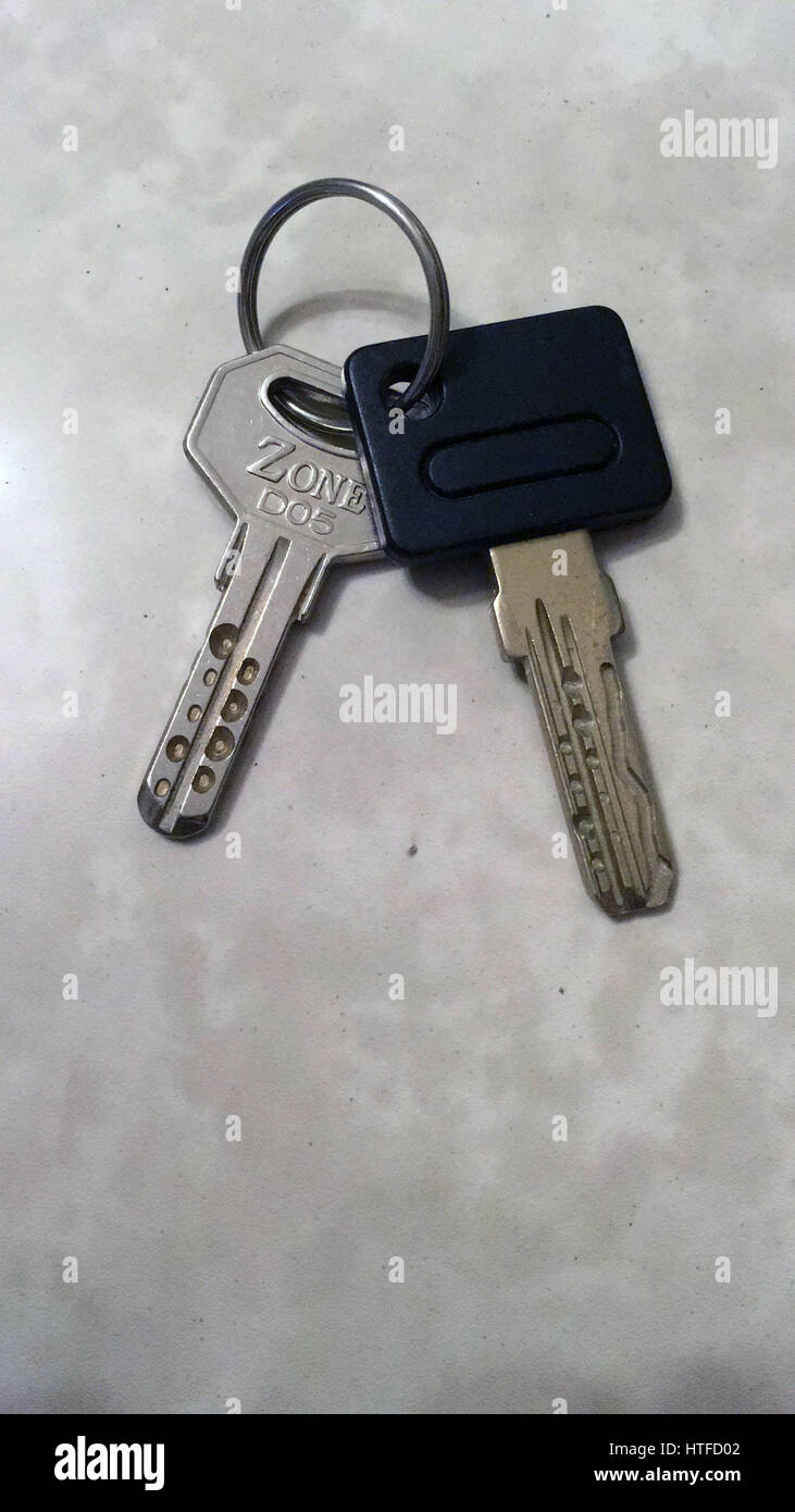 Two keys on a key ring Stock Photo Alamy