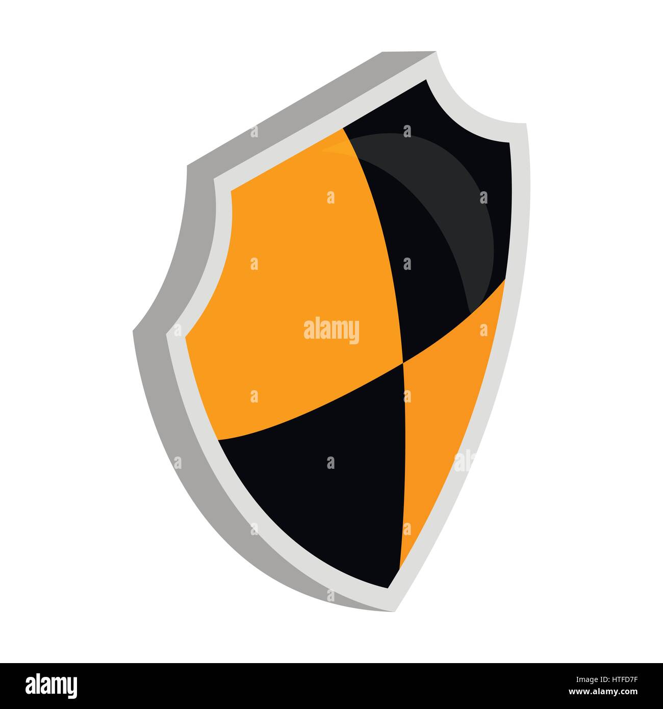 Black and yellow shield icon, isometric 3d style Stock Vector Image