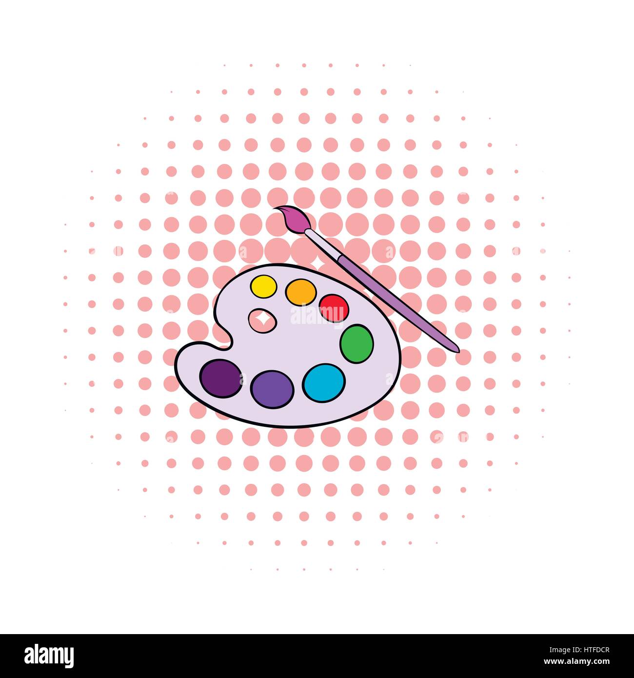 Art palette with paint brush icon, comics style Stock Vector Image ...