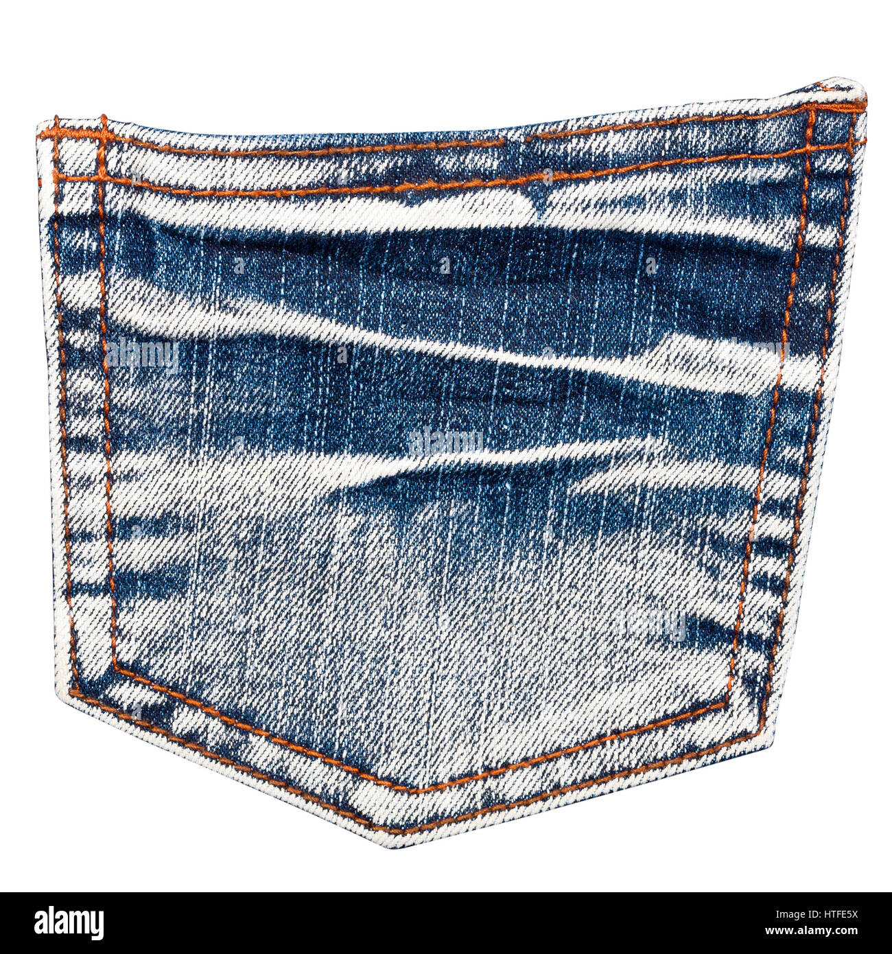Blue jeans back pocket isolated on white Stock Photo Alamy