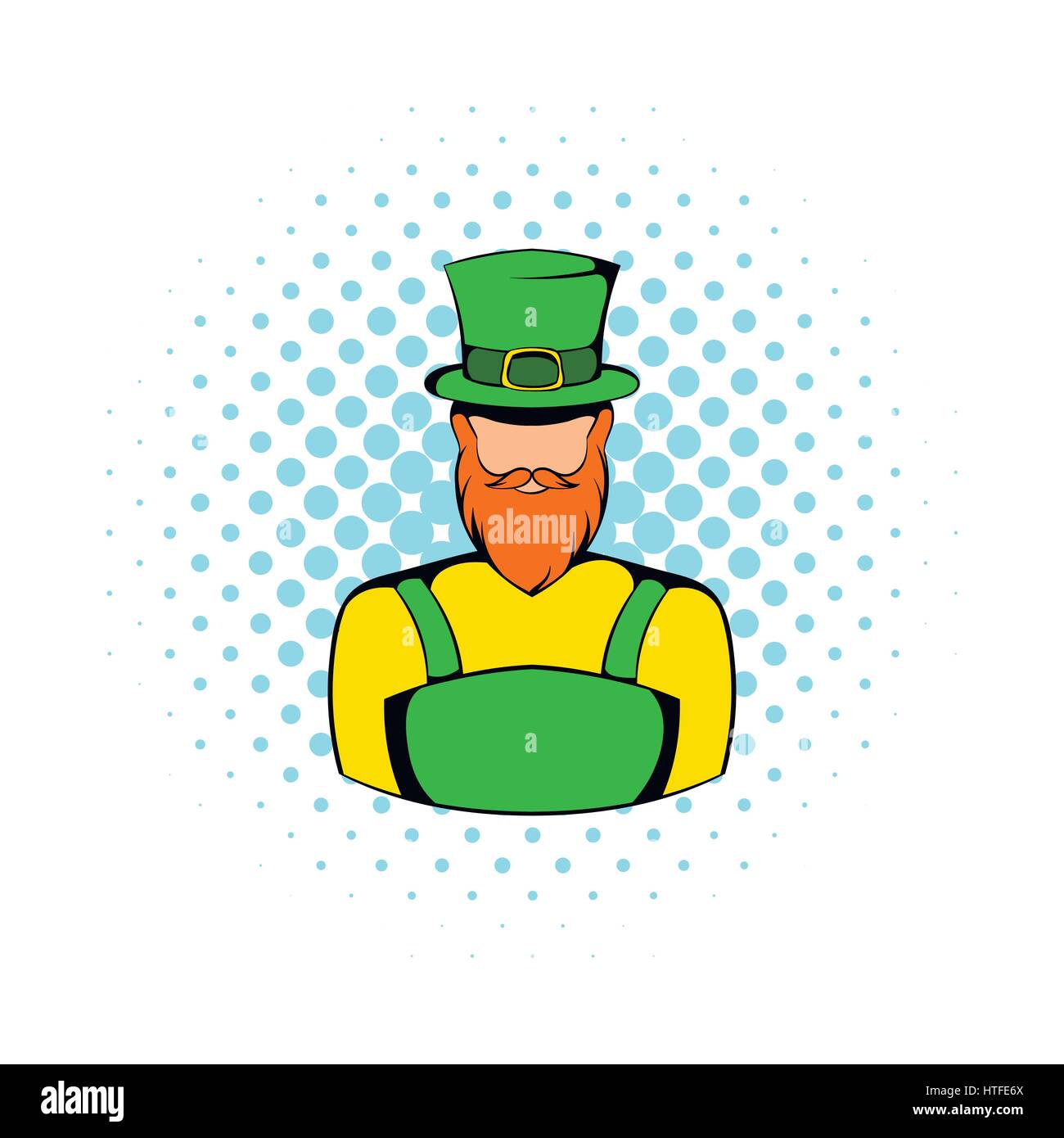 Irish leprechaun icon, comics style Stock Vector