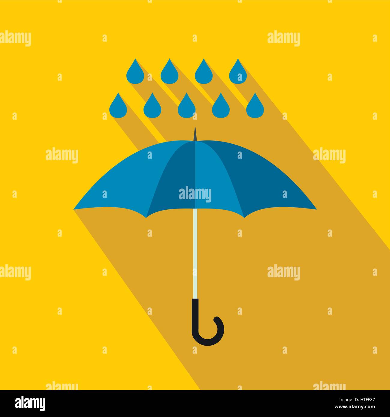 Blue umbrella and rain drops icon, flat style Stock Vector Image & Art