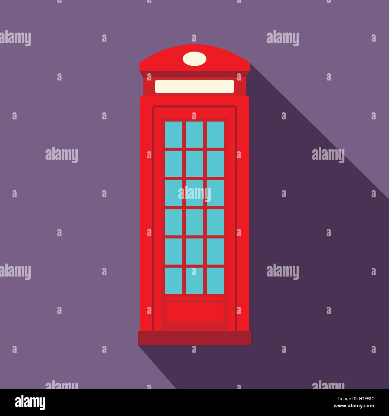 British red phone booth icon, flat style Stock Vector
