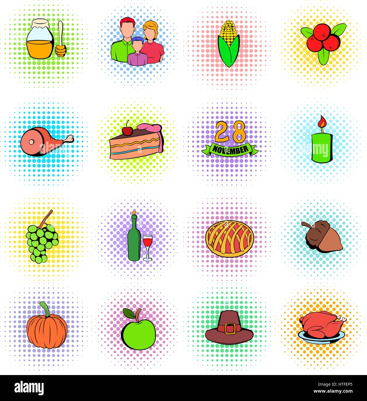 Thanksgiving Day set icons Stock Vector Image & Art - Alamy