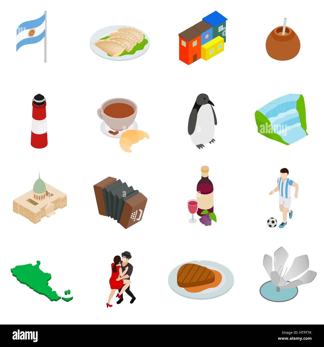Argentina set icons Stock Vector
