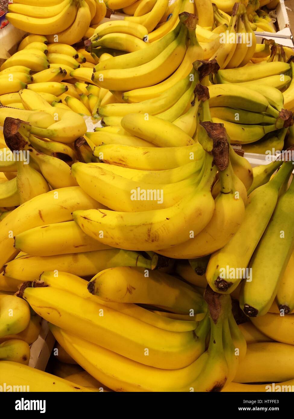 Bananas fruit in bulk at the supermarket Stock Photo Alamy