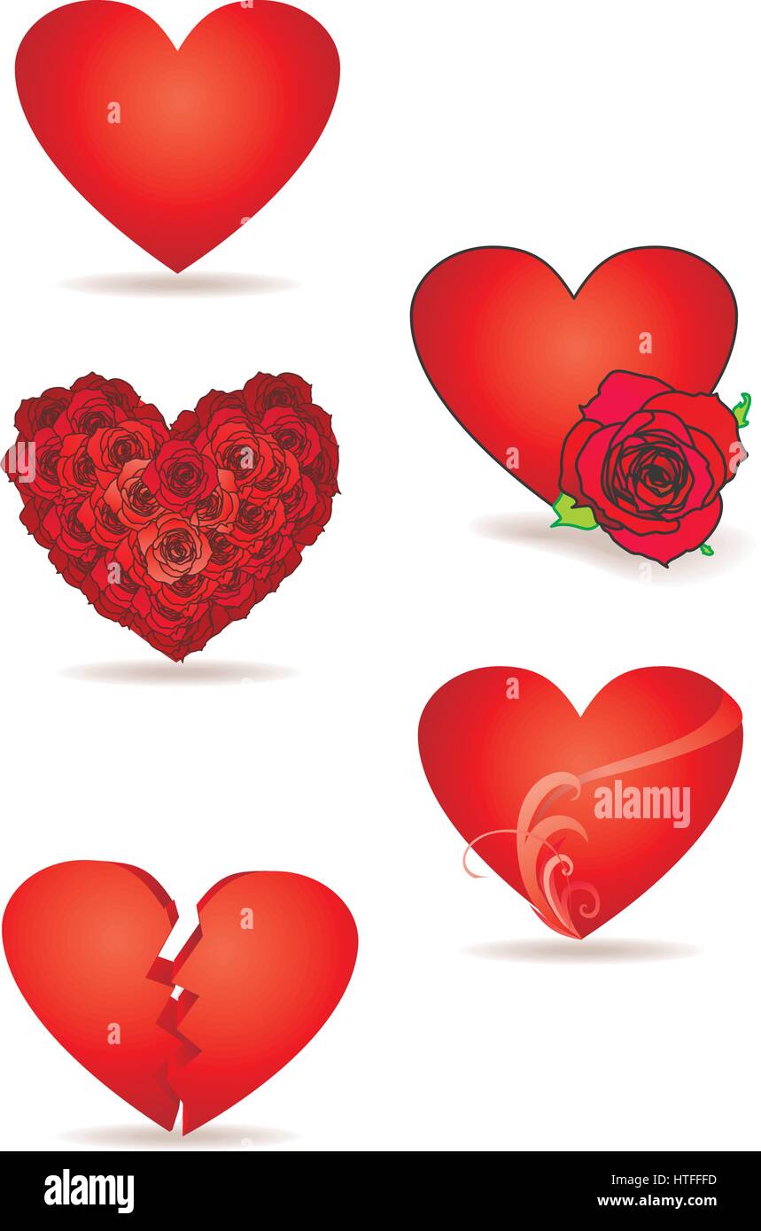 red vector hearts set Stock Vector Image & Art - Alamy