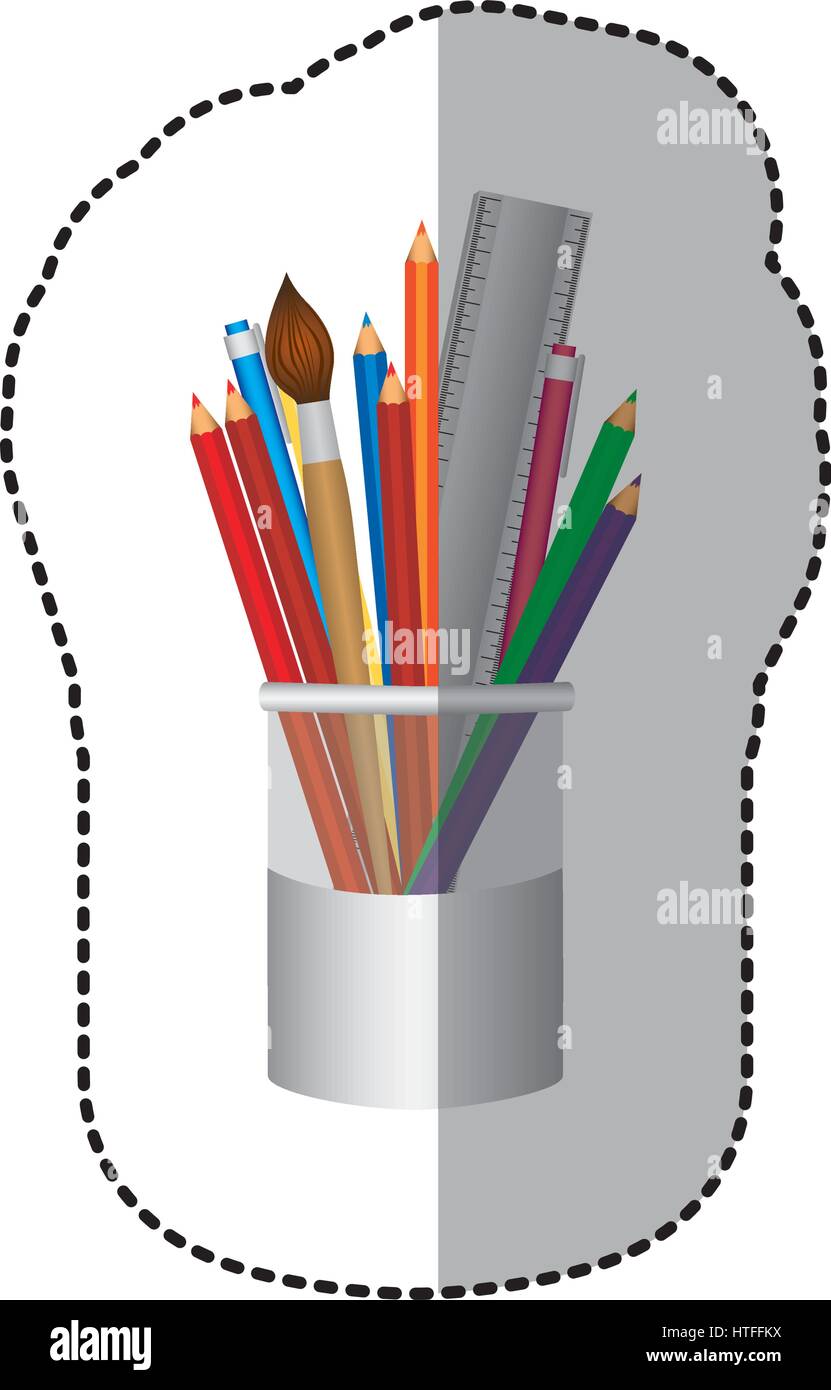 coloured pencils in jar icon Stock Vector