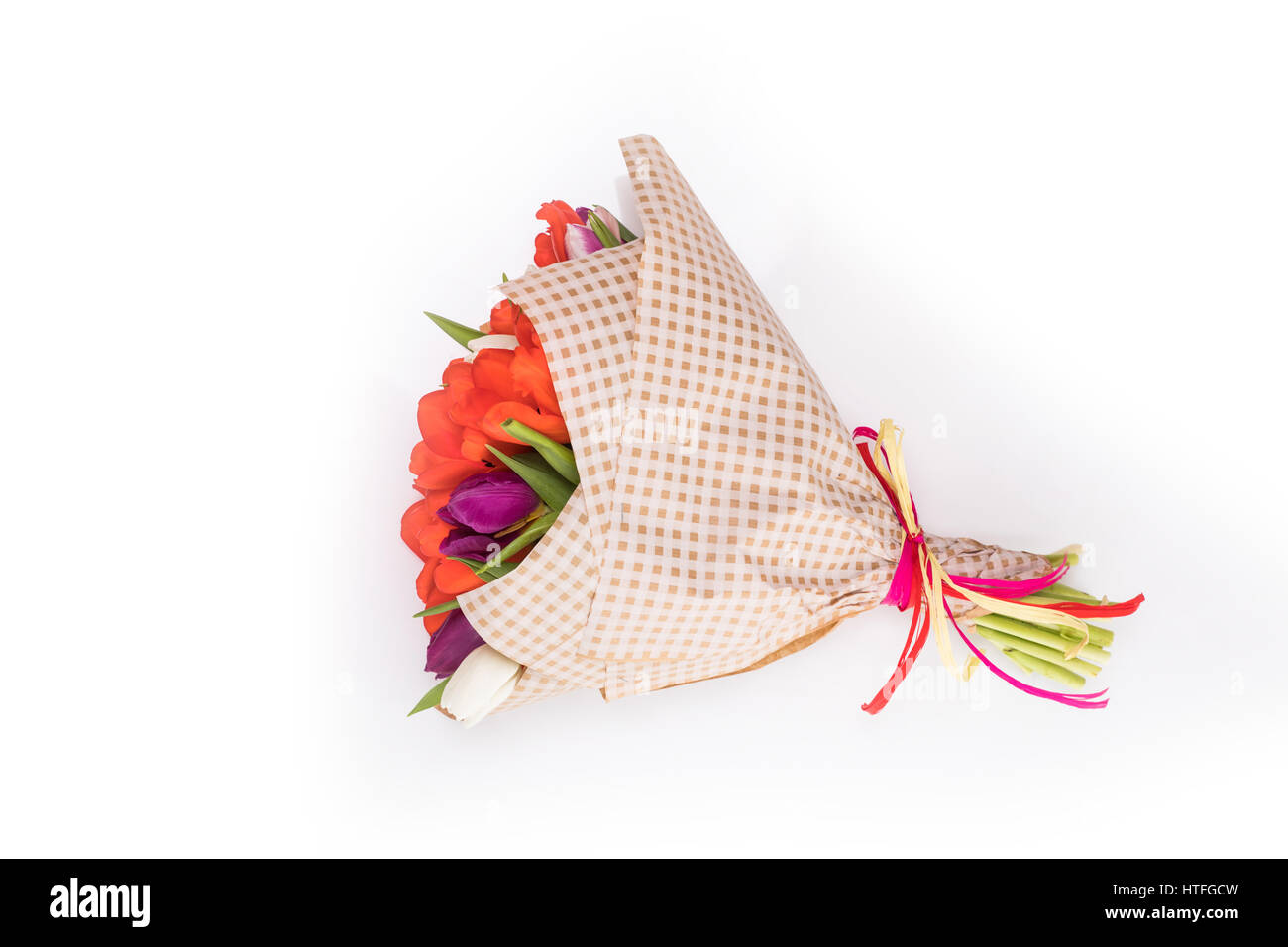 Bouquet of spring tulips flowers isolated on white background Stock ...
