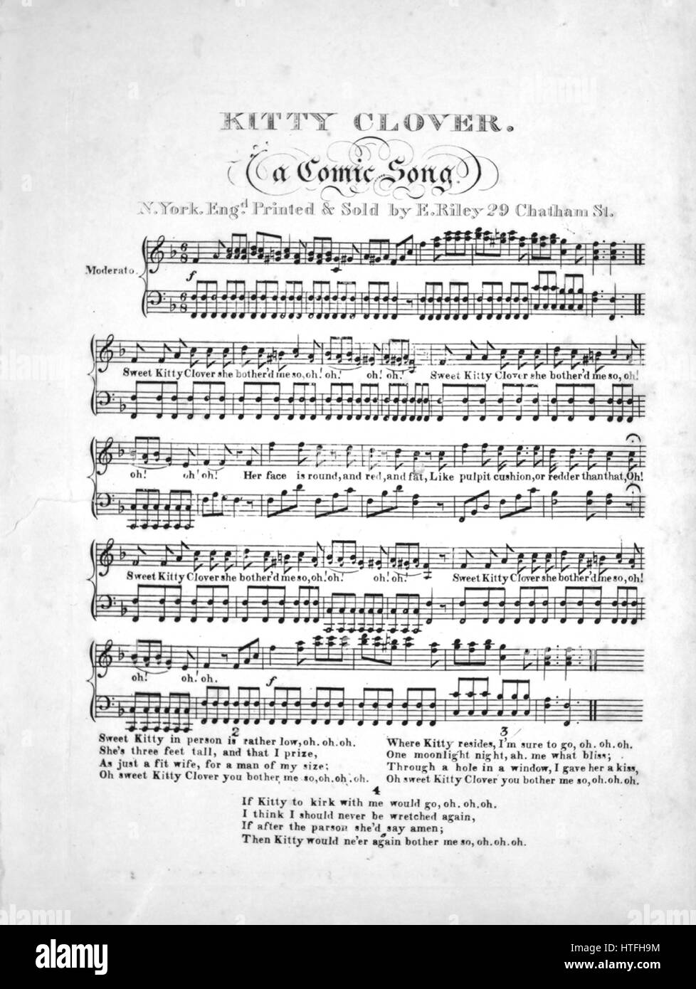 Sheet Music Cover Image Of The Song Kitty Clover A Comic Song With Stock Photo Alamy