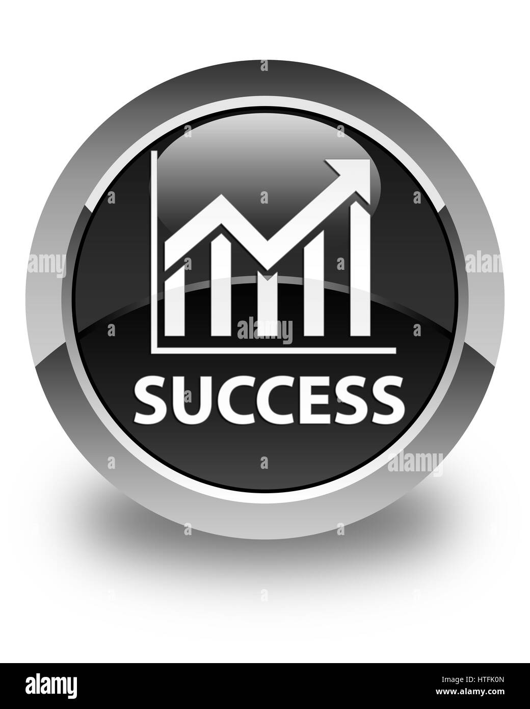 Success (statistics icon) isolated on glossy black round button ...