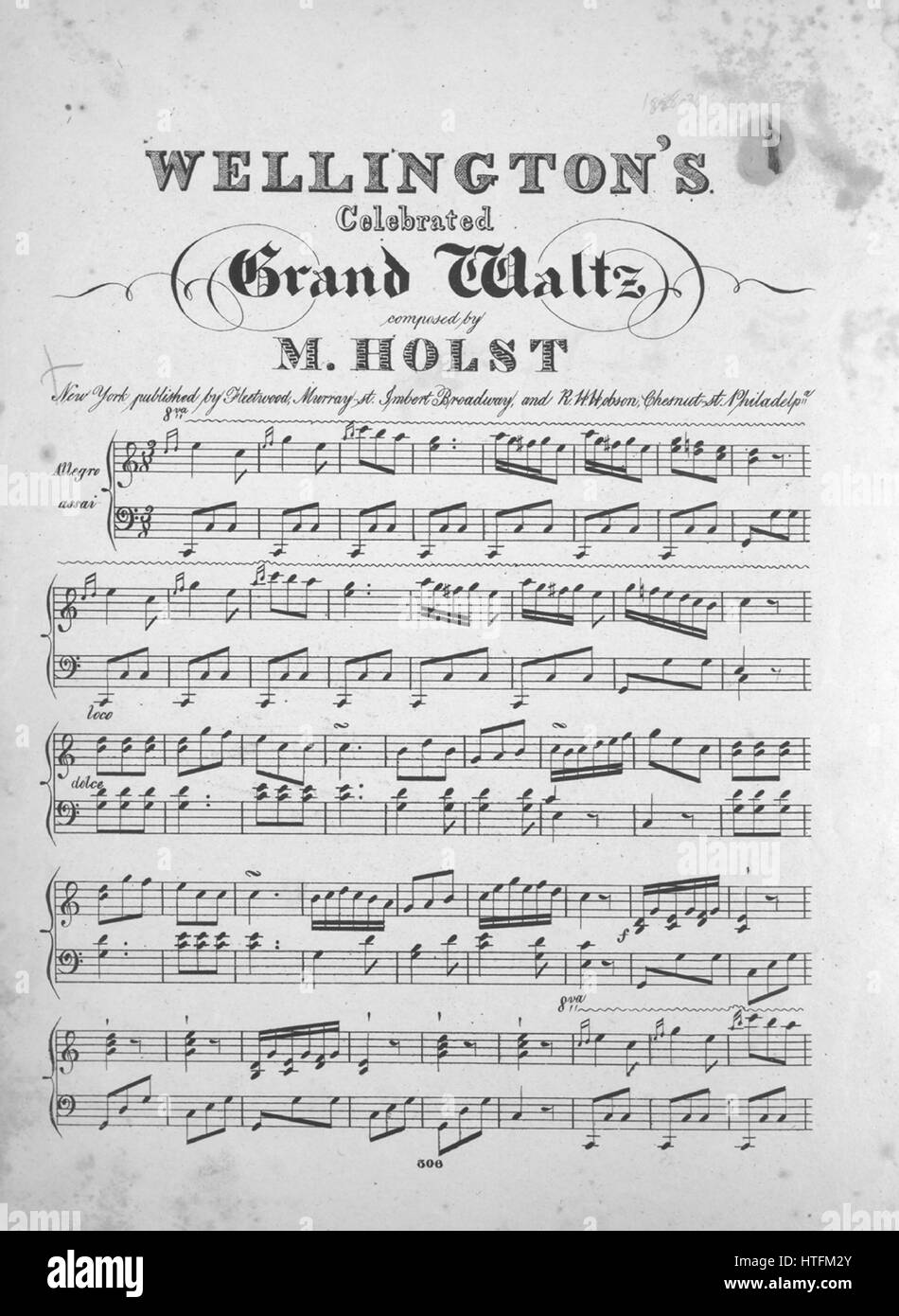 Sheet music cover image of the song 'Wellington's Celebrated Grand ...