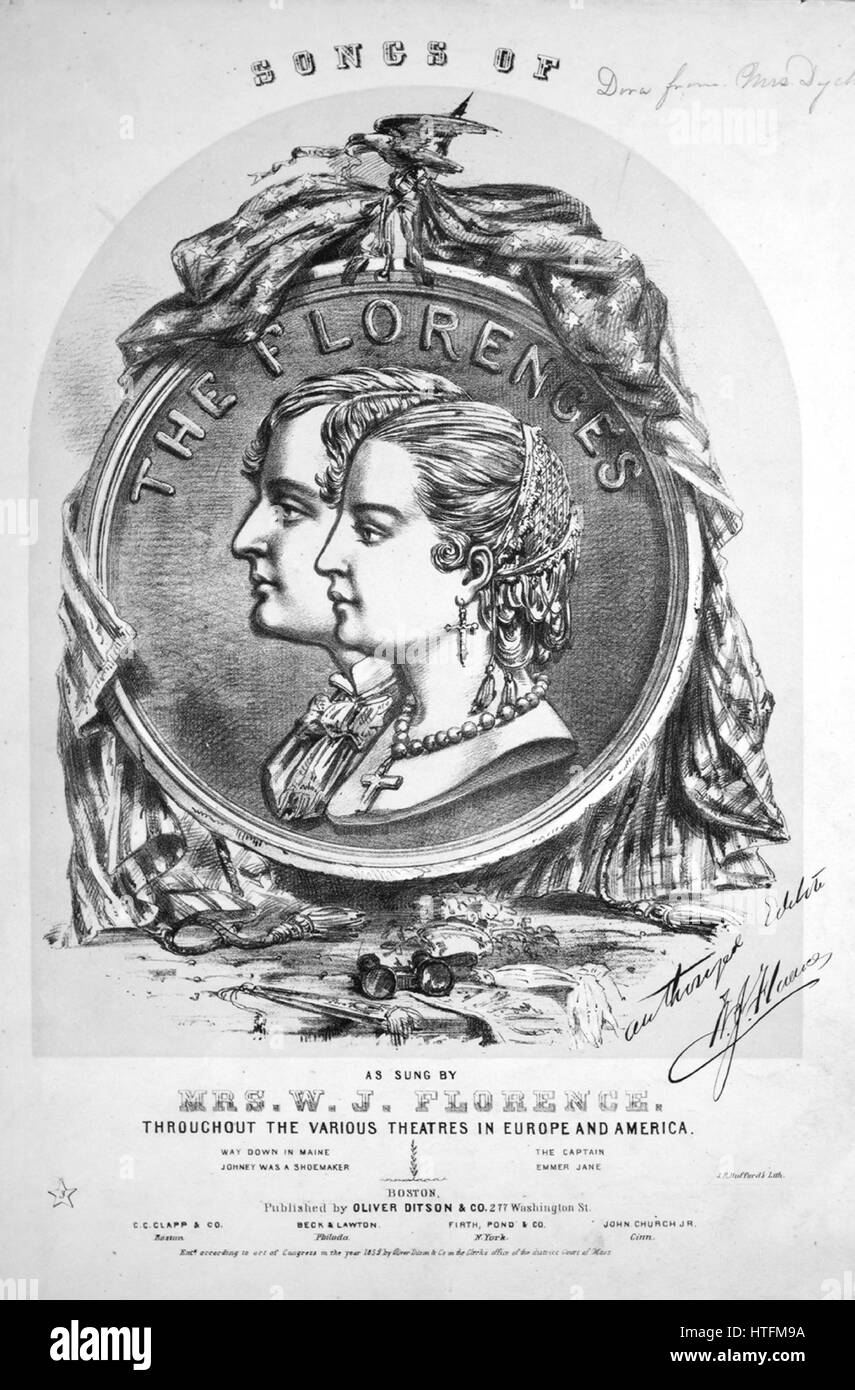 Sheet Music Cover Image Of The Song Songs Of The Florences Emma Jane With Original Authorship Notes Reading Arranged By T Comer United States 1859 The Publisher Is Listed As Oliver Ditson