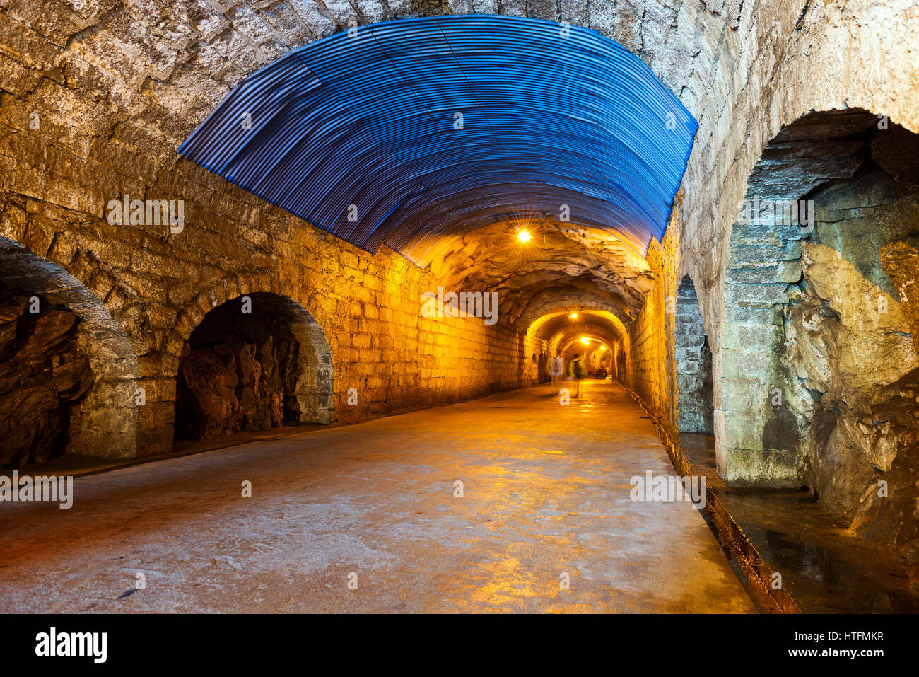 Wet pedestrian tunnel in China's Xiamen City Stock Photo Alamy