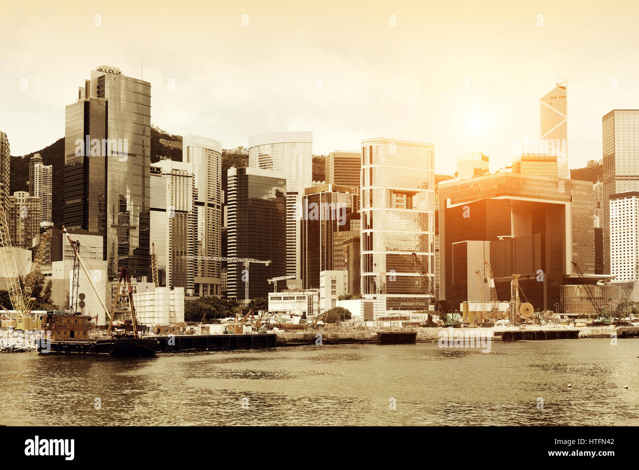 Skyline of Hong Kong at sunset Stock Photo - Alamy