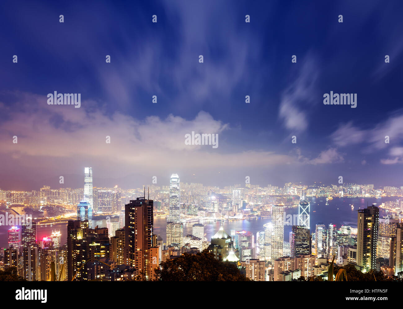 Aerial view of Hong Kong's night Stock Photo - Alamy