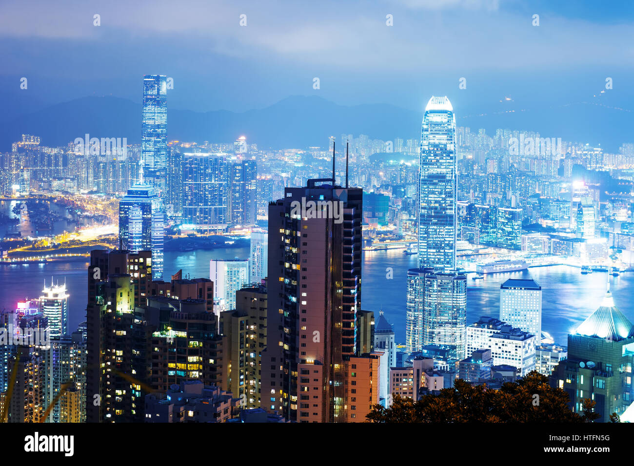 Aerial view of Hong Kong's night Stock Photo - Alamy