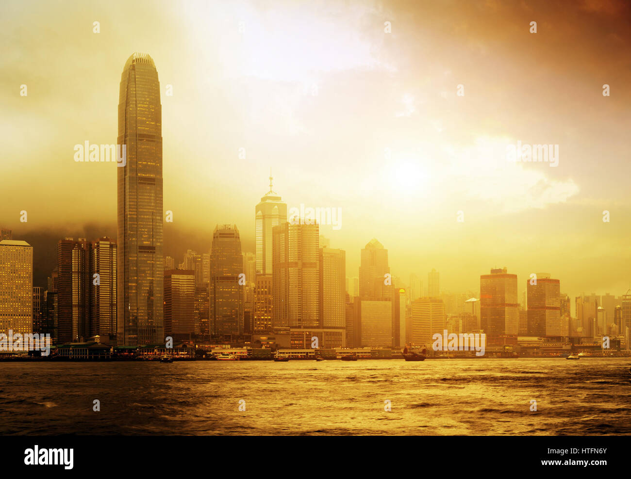 Skyline of Hong Kong at sunset Stock Photo - Alamy