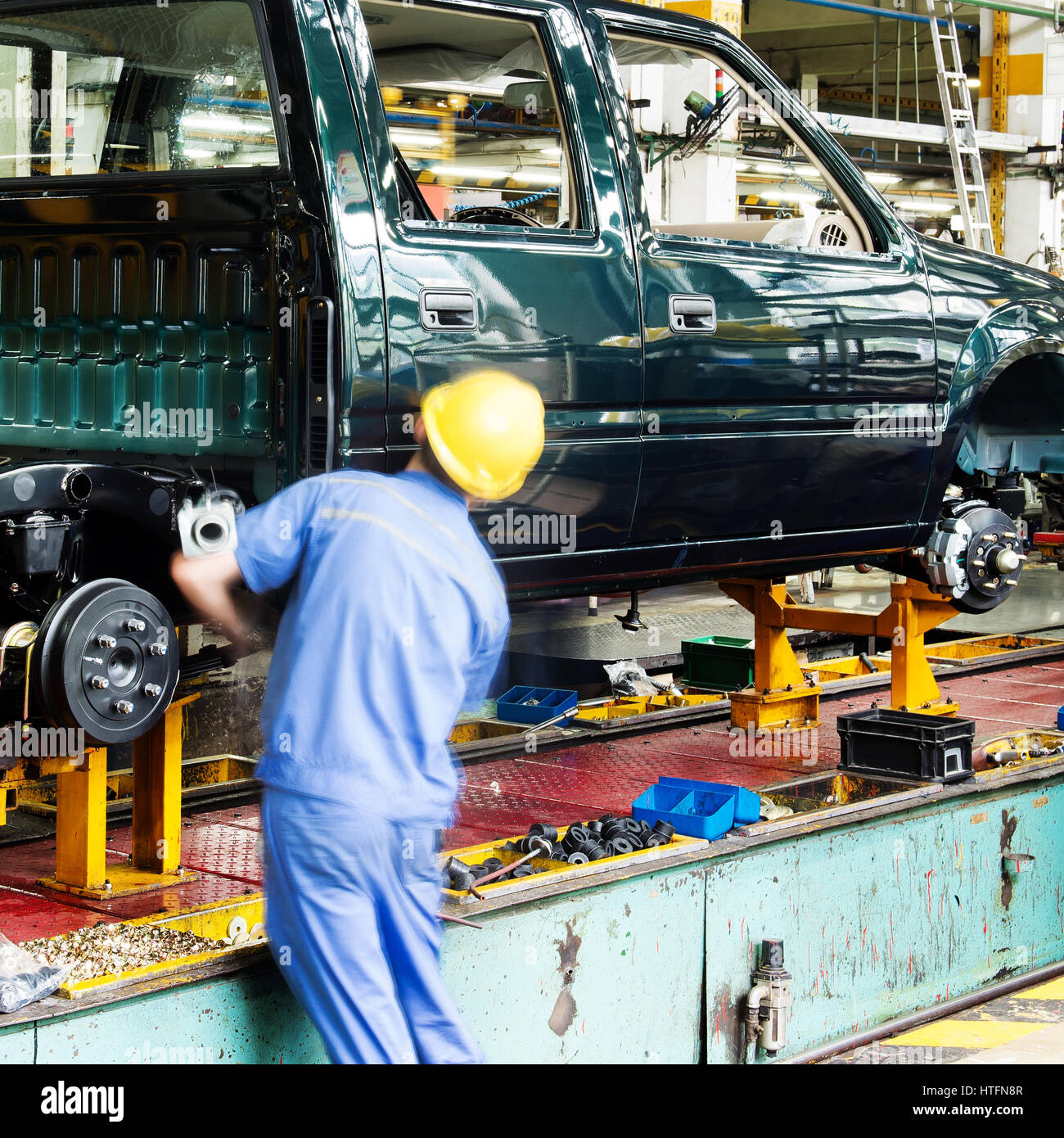 Pickup truck production line, workers are working Stock Photo Alamy