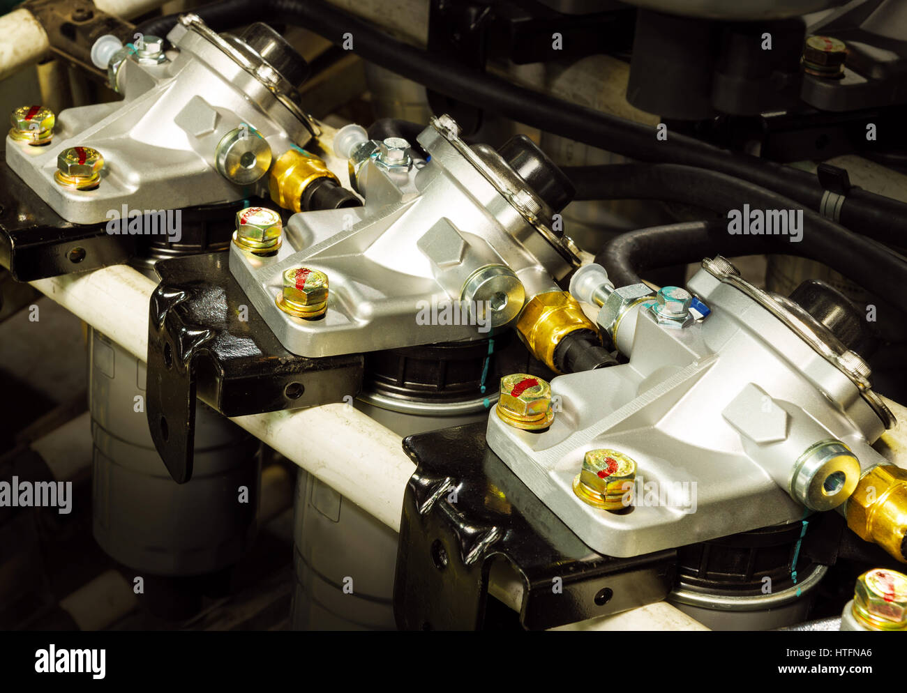 Storage shelves, a new fuel filter Stock Photo Alamy