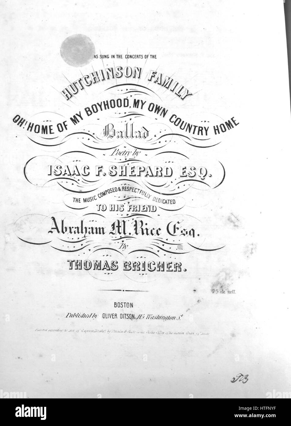 1847 sheet music Black and White Stock Photos & Images Alamy