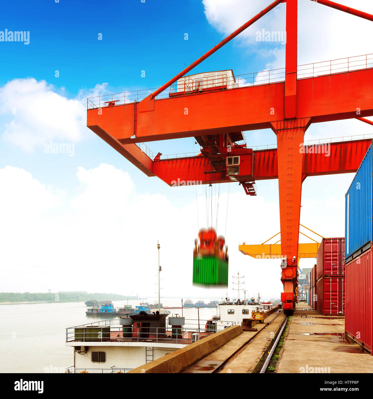 Container operation in the port Stock Photo - Alamy