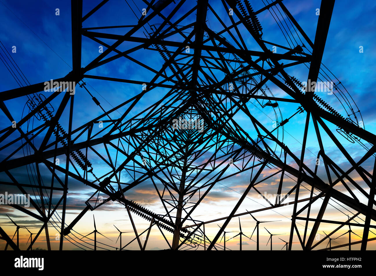 high voltage post.High-voltage tower sky background Stock Photo - Alamy