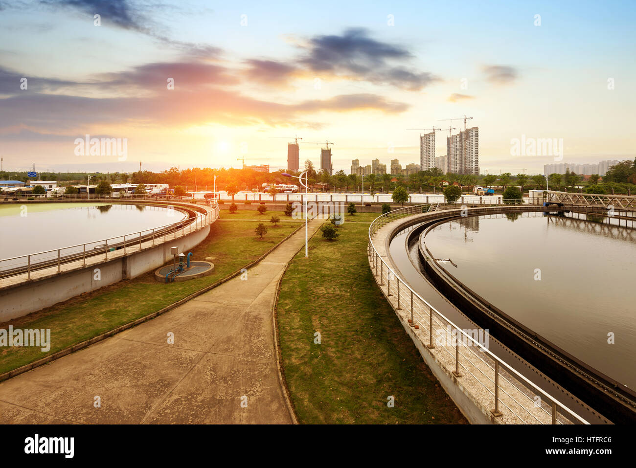 Modern urban wastewater treatment plant Stock Photo - Alamy