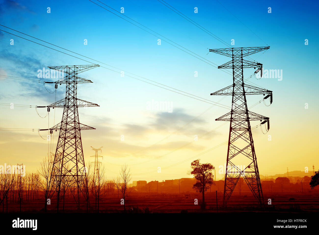 high voltage post.High-voltage tower sky background Stock Photo - Alamy