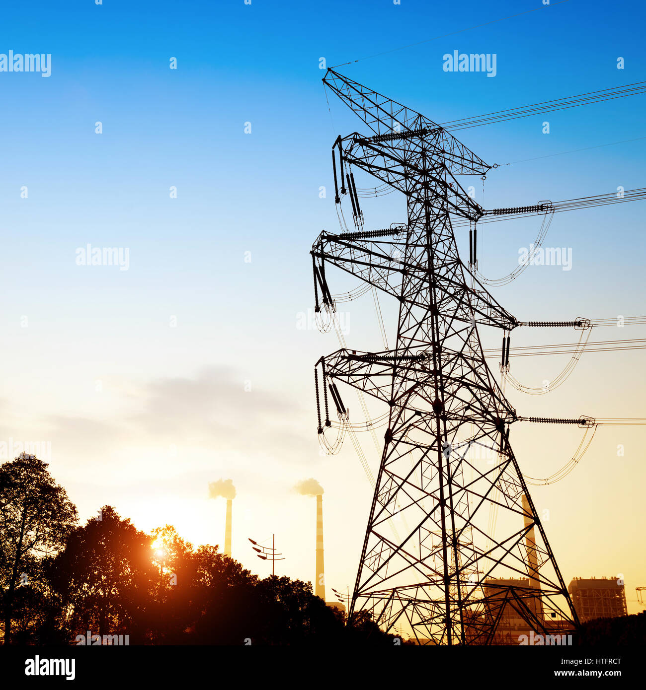 high voltage post.High-voltage tower sky background Stock Photo - Alamy