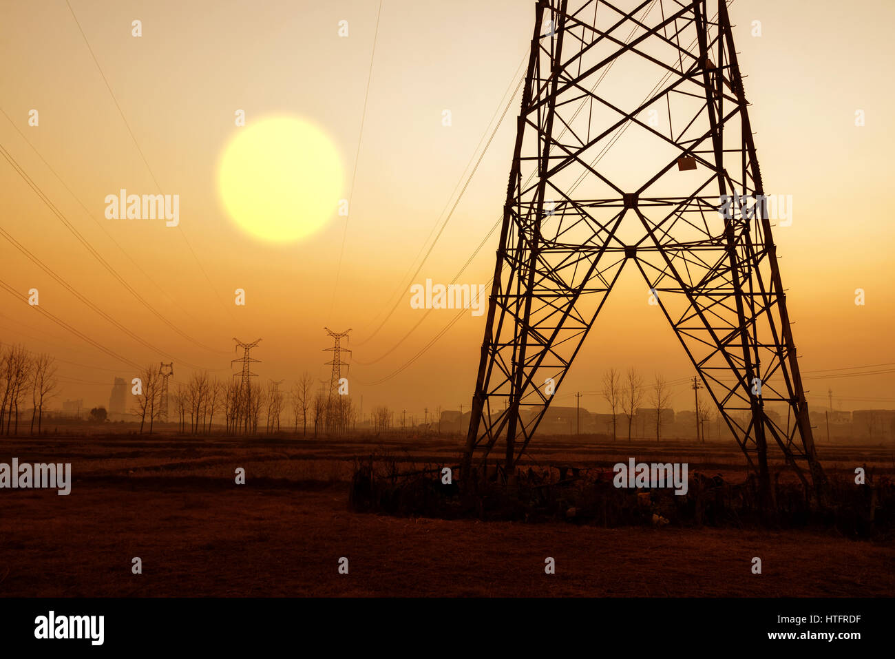 high voltage post.High-voltage tower sky background Stock Photo - Alamy