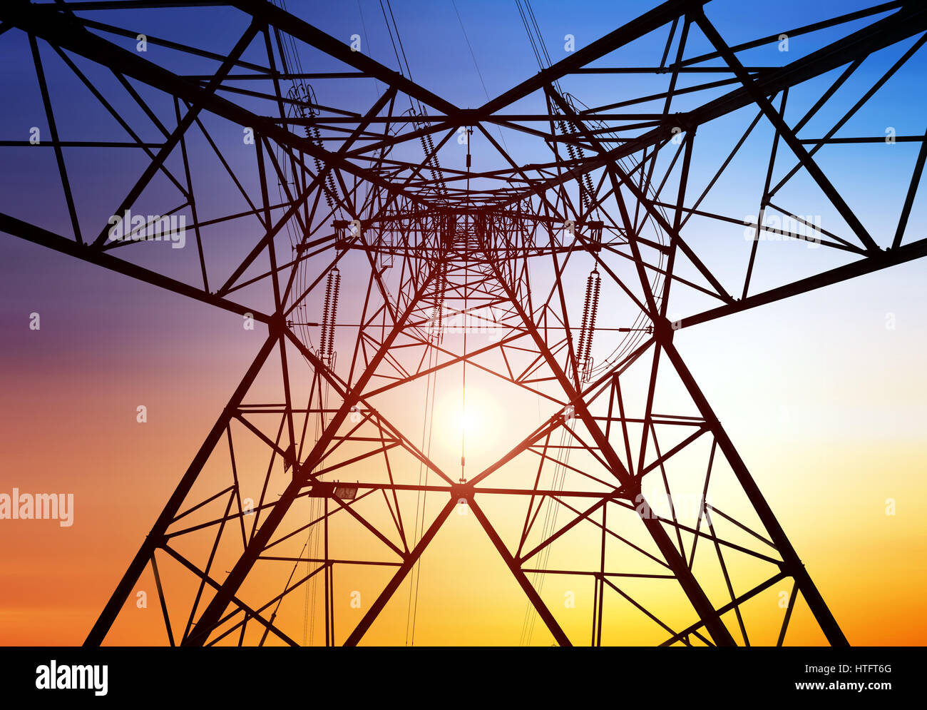 high voltage post.High-voltage tower sky background Stock Photo - Alamy