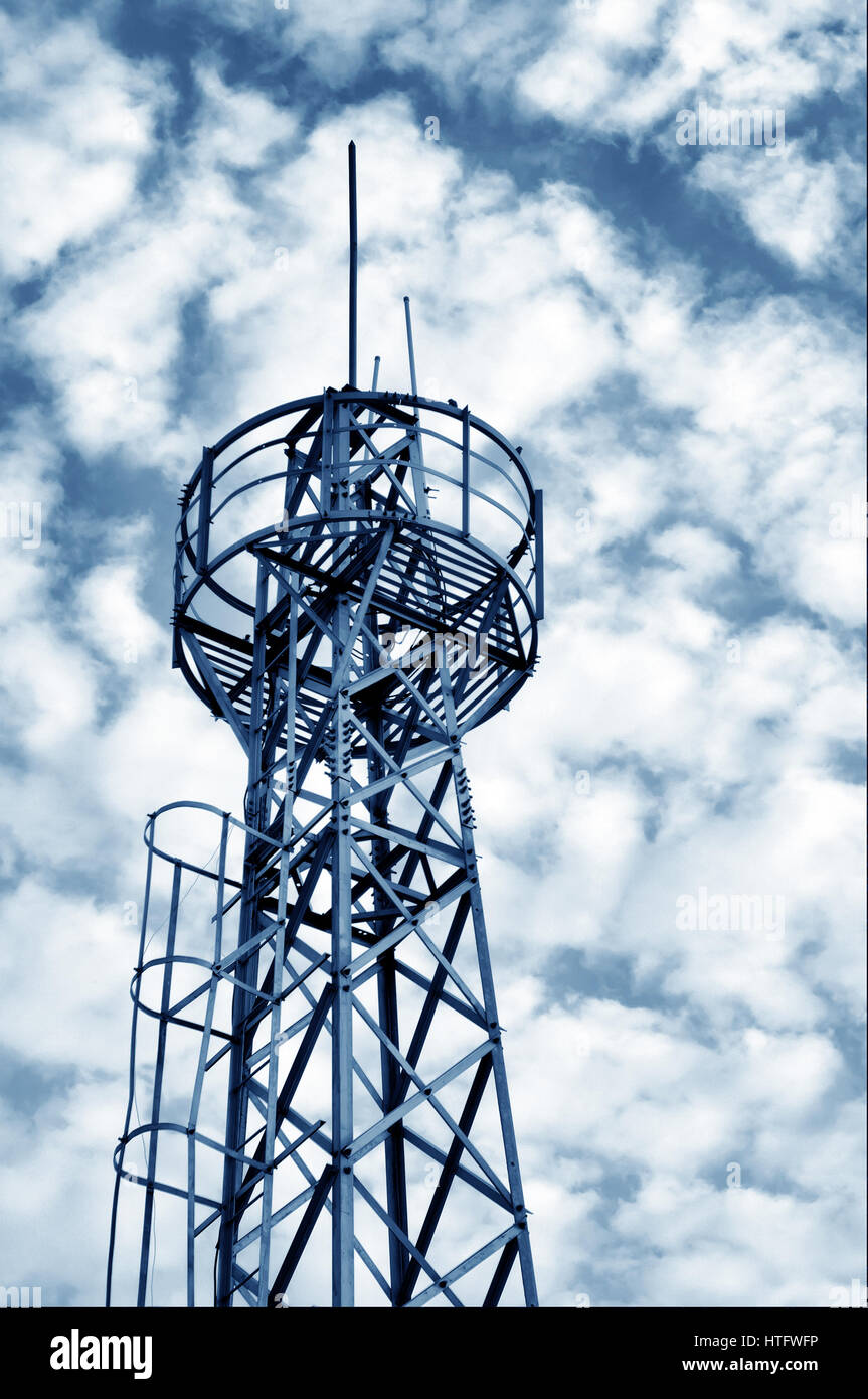 Towers, wired to wireless comm Stock Photo