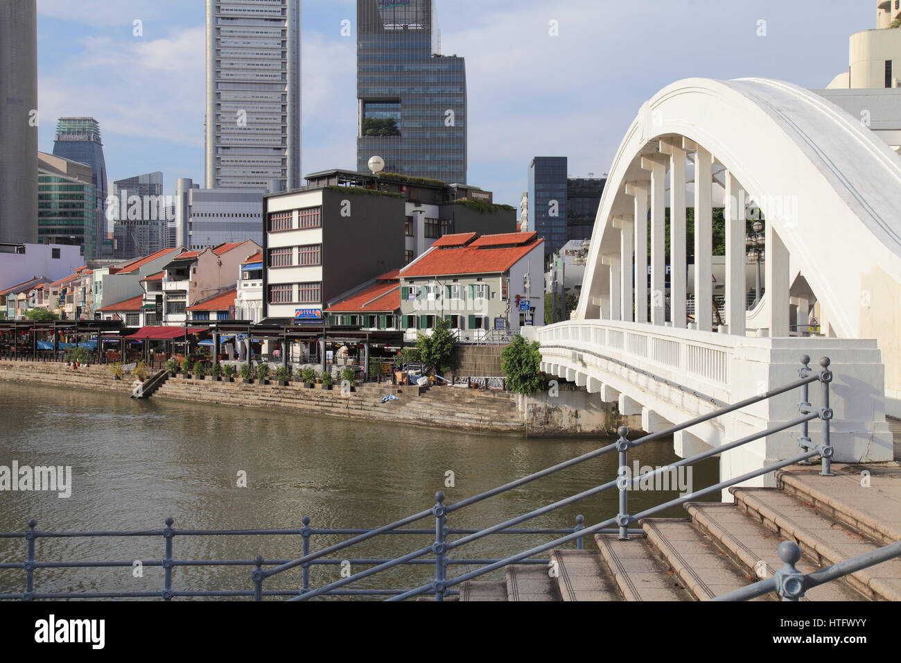 Singapore, Elgin Bridge, Boat Quay, Singapore River Stock Photo Alamy
