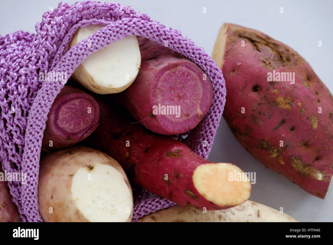 Diversity sweet potato on white background, healthy food that rich