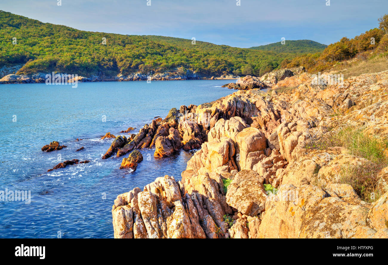 Beautiful landscape on rocky shore Stock Photo - Alamy