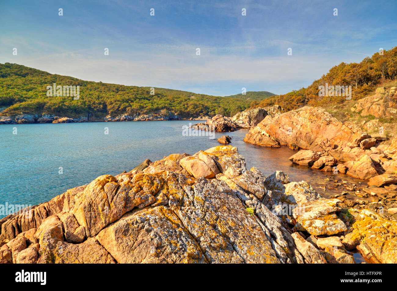 Beautiful landscape on rocky shore Stock Photo - Alamy