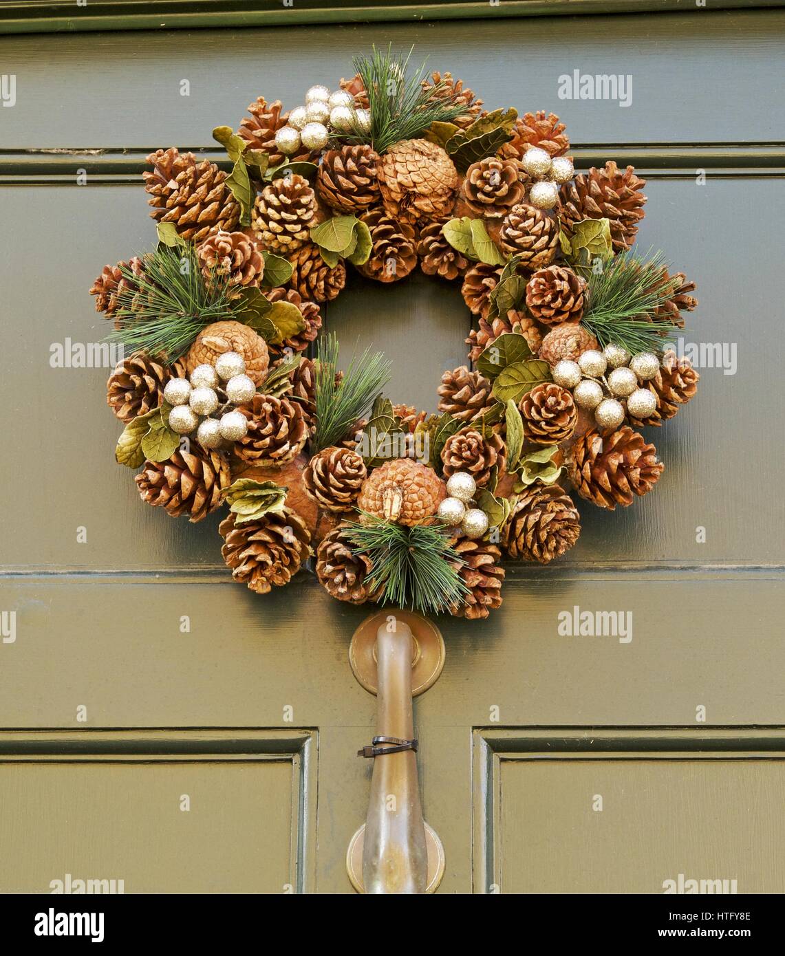 Christmas door wreaths Stock Photo