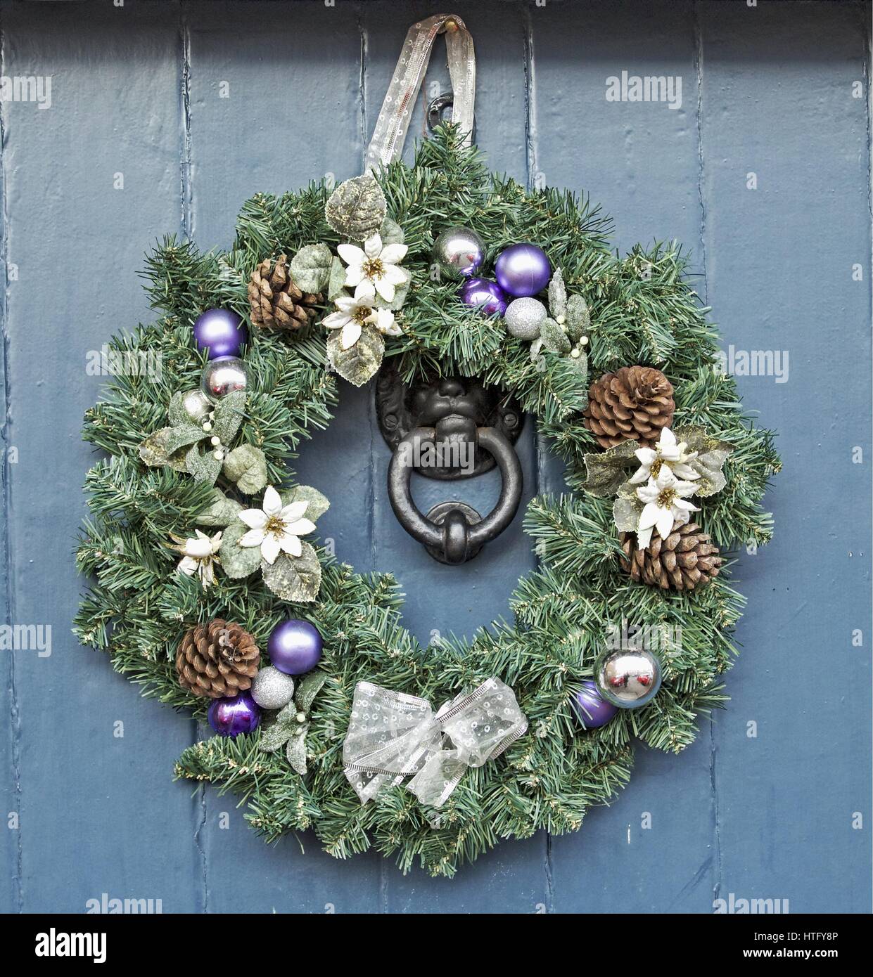 Christmas door wreaths Stock Photo
