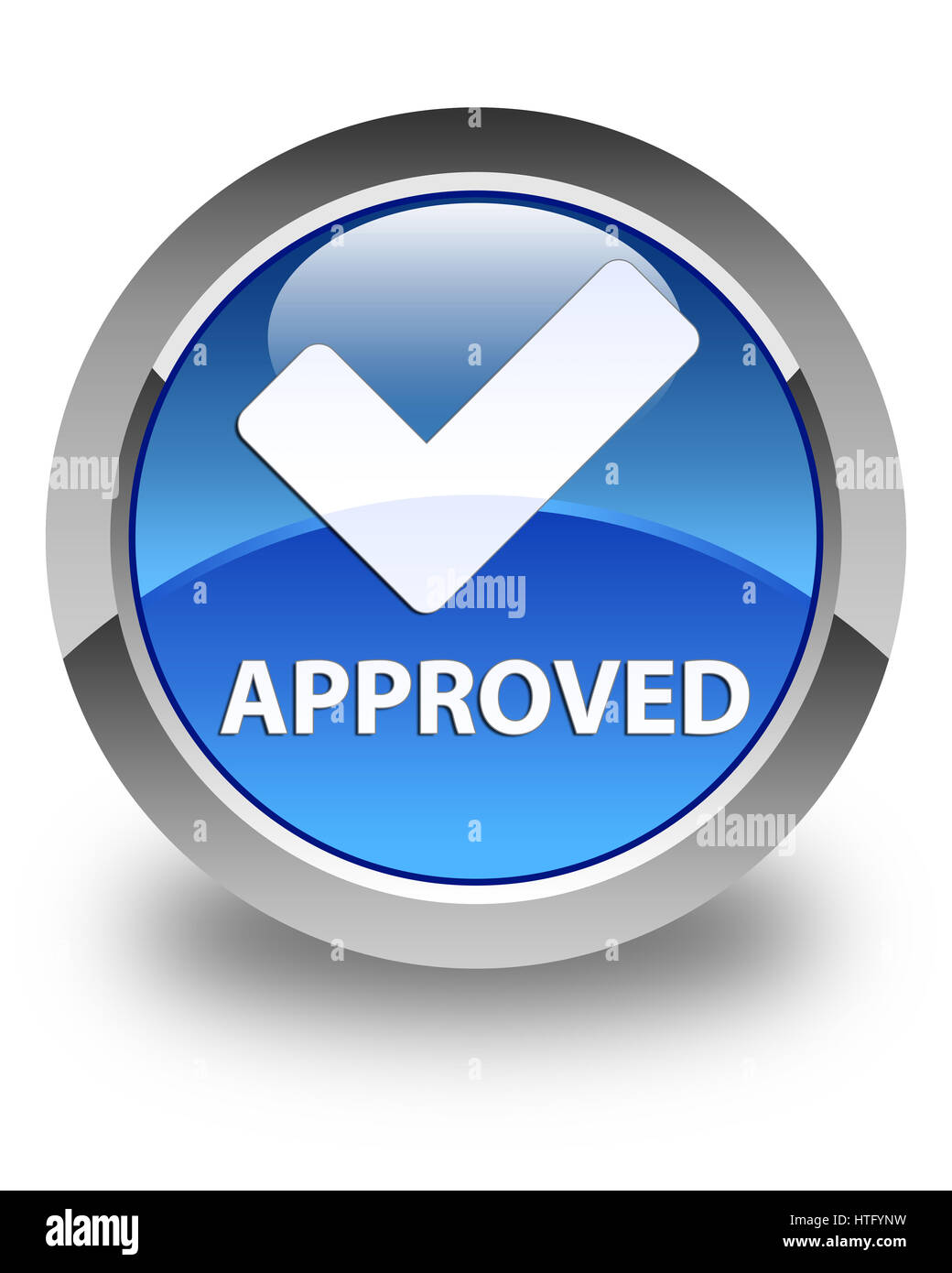 Approved (validate icon) isolated on glossy blue round button abstract ...