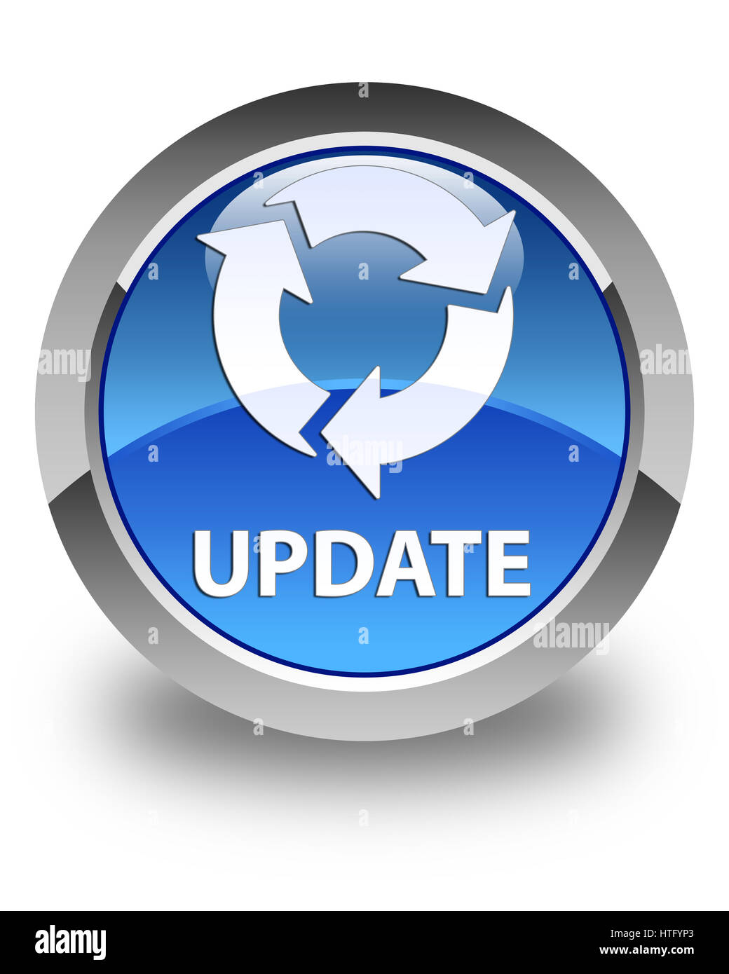 Update (refresh icon) isolated on glossy blue round button abstract ...