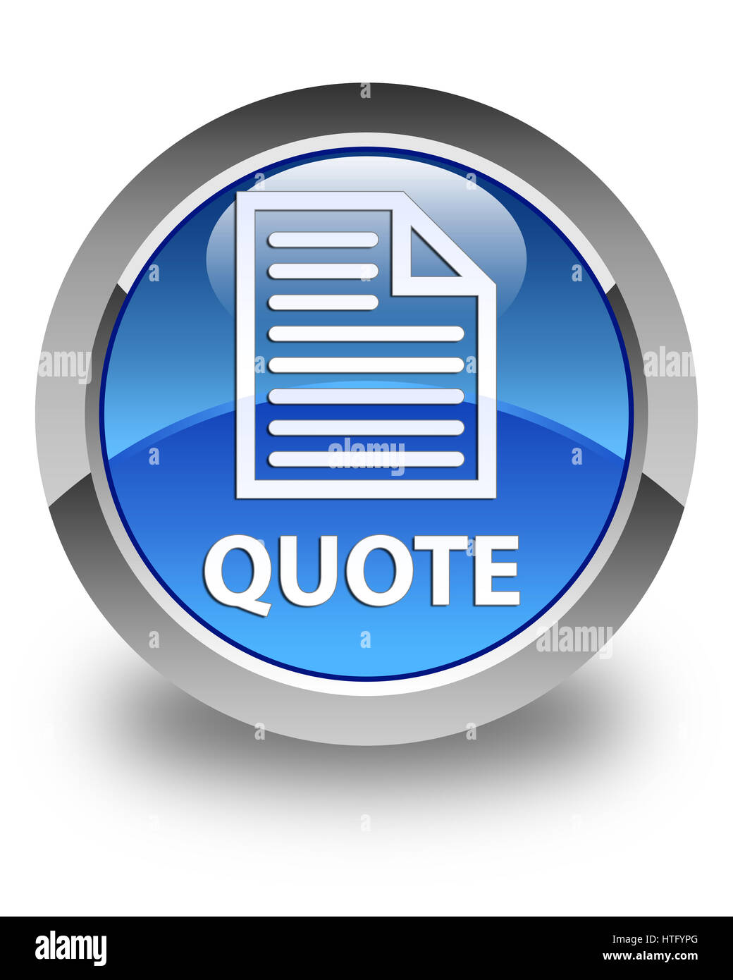 Quote (page icon) isolated on glossy blue round button abstract ...