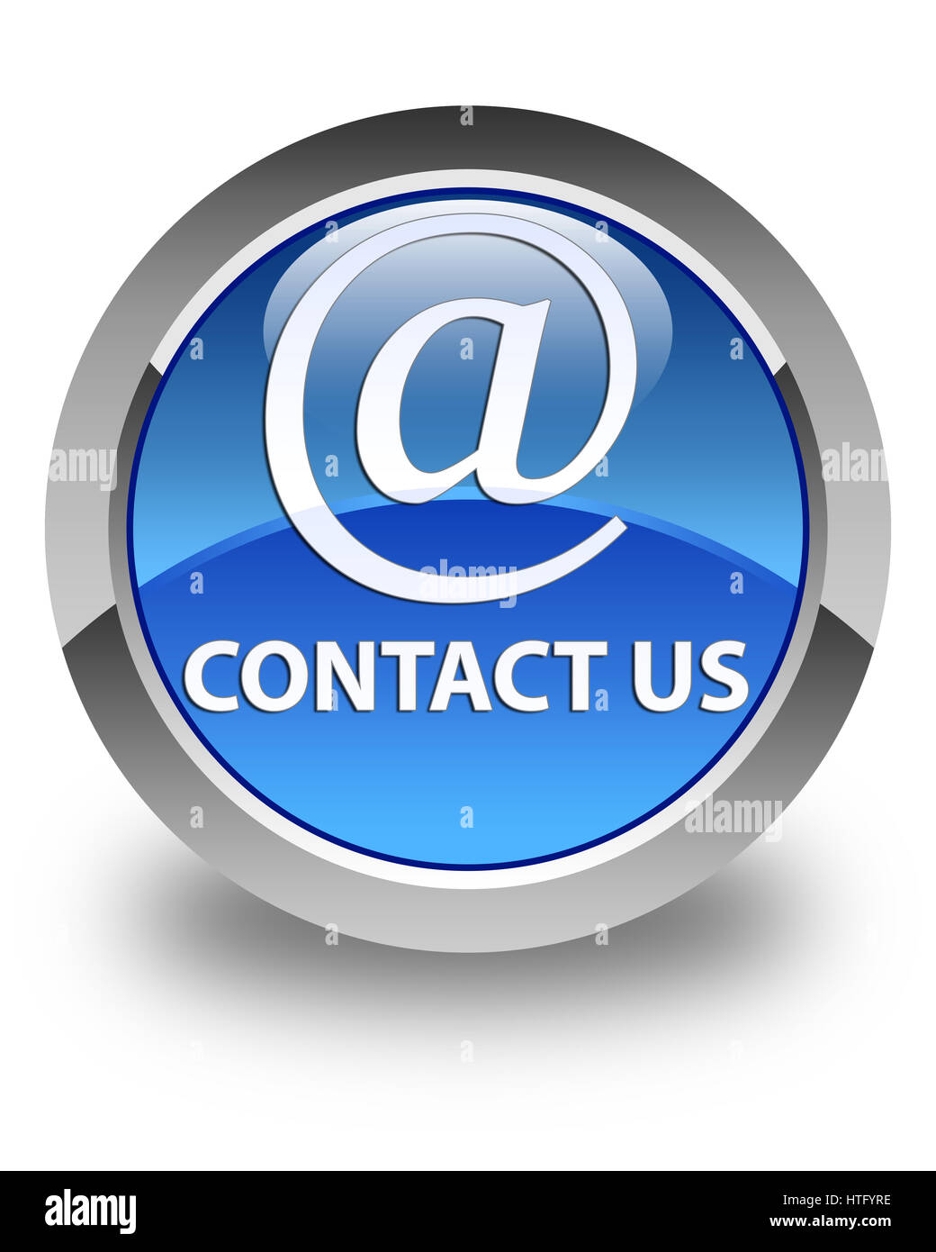 Contact us (email address icon) isolated on glossy blue round button ...