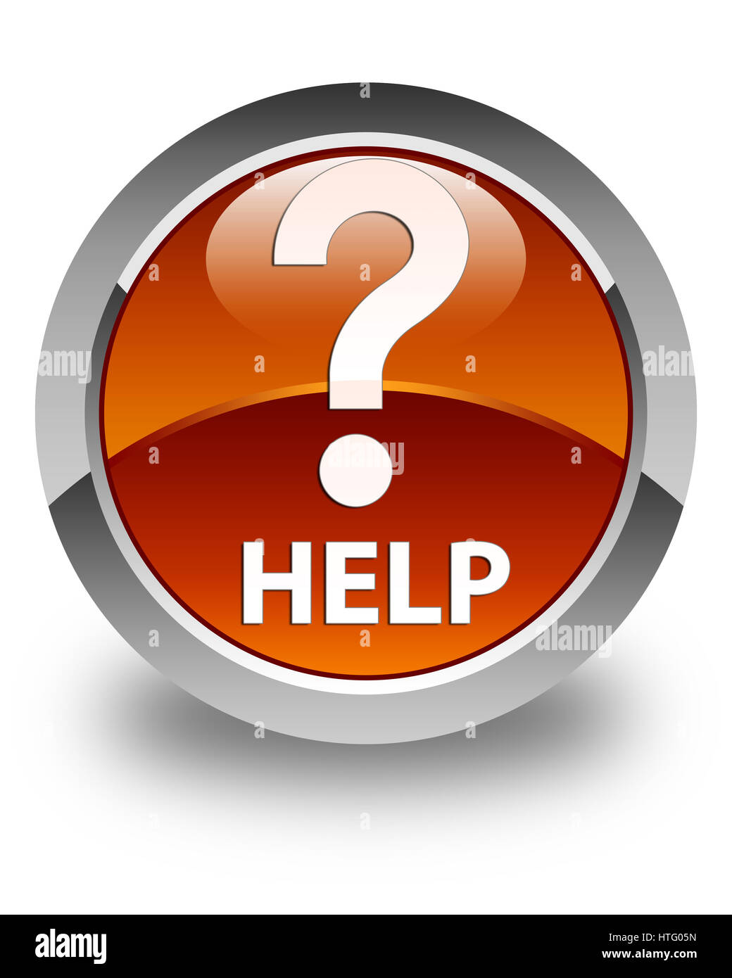 Help (question icon) isolated on glossy brown round button abstract ...
