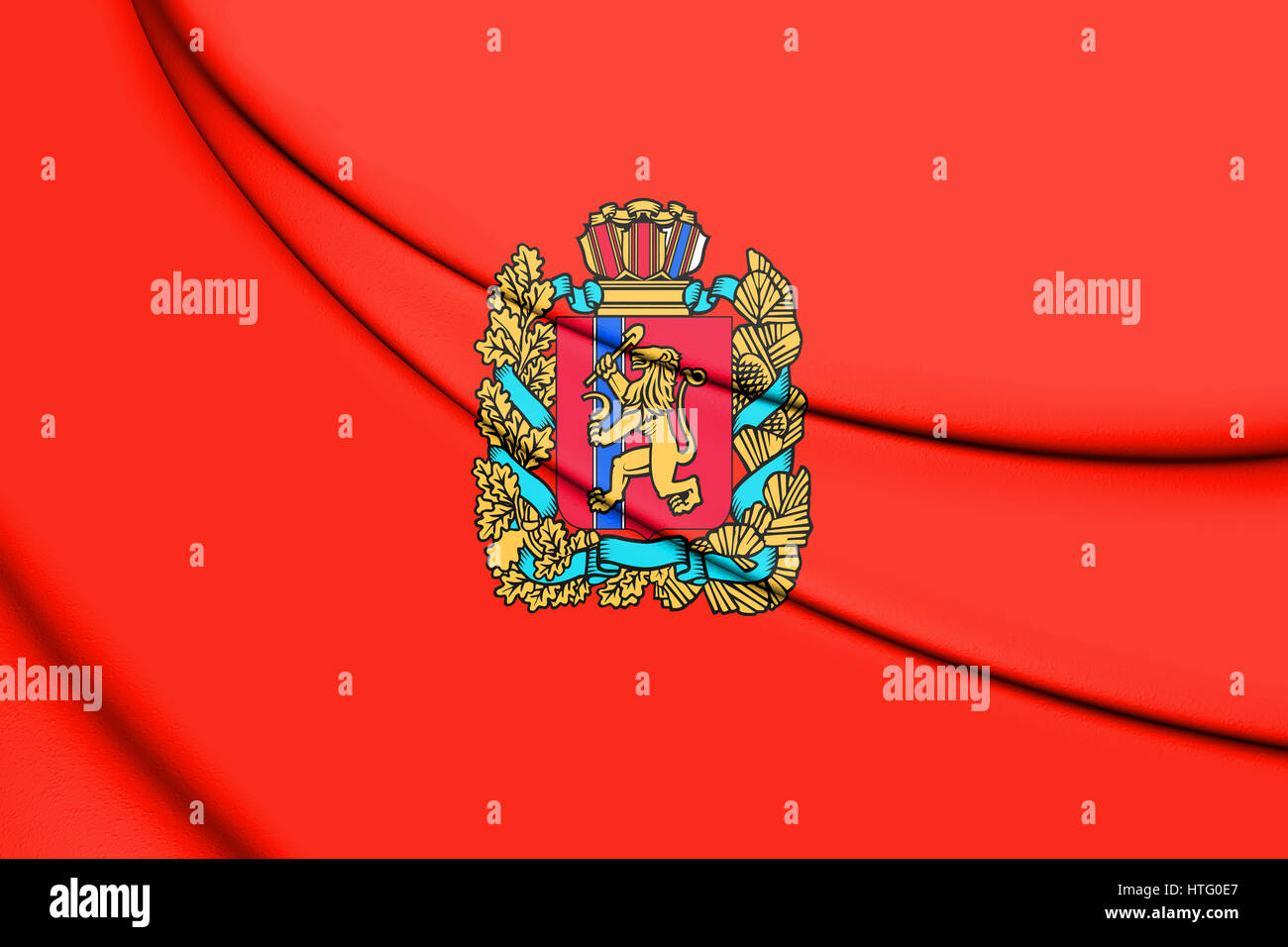 Flag of Krasnoyarsk Krai, Russia. 3D Illustration. Stock Photo